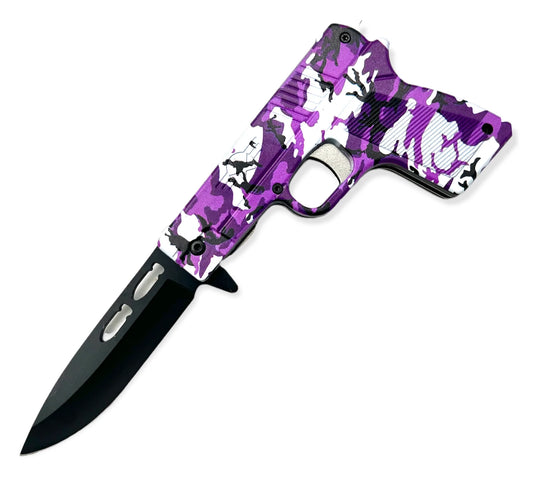 Tiger-USA Pistol Spring Assisted Knife (purple)